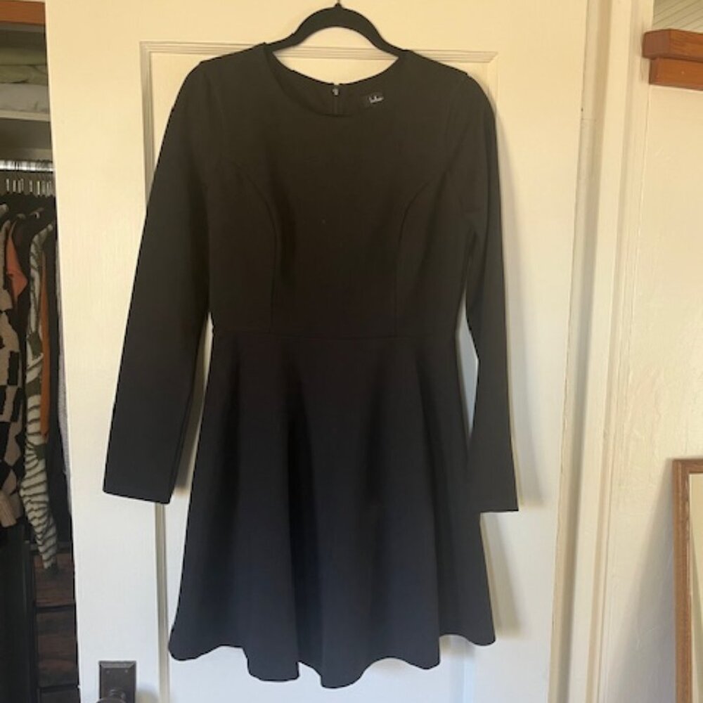 Lulu's Black Long Sleeve, Zip Back Dress